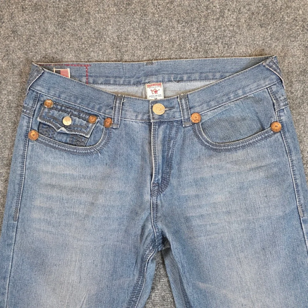 True Religion Joey Super T Flap Pocket Jeans Mens 38X34 Blue Denim Straight USA